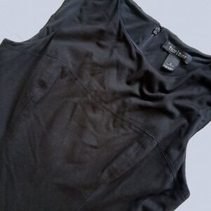 White‎ House Black Market Sleeveless Black Dress Pleated Career Cocktail